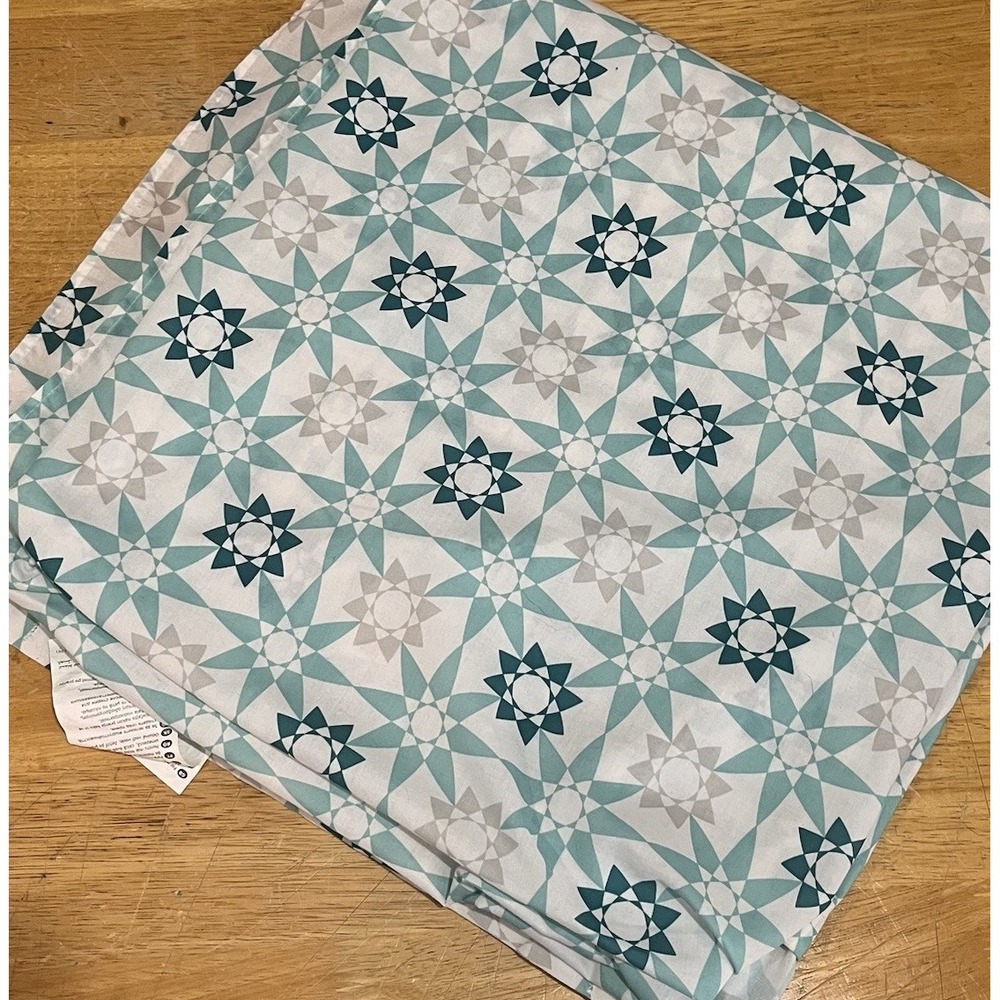 IKEA Ingeborge Fabric Shower Curtain 71x71" Turquoise White Star‎ Shapes Geo